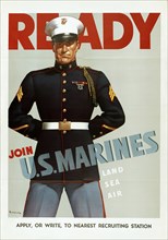 Ready, Join U.S. Marines, USA Recruitment Poster during WWII, USA, 1942