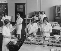 Group of Young Women Learning to Cook, College Home Economics Class, Washington DC, USA, National Photo Company, December 1926