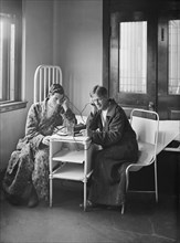 Two Patients Listening to Radio, Garfield Hospital, Washington DC, USA, National Photo Company, 1924