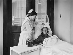Patient Listening to Radio, Garfield Hospital, Washington DC, USA, National Photo Company, 1924