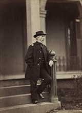 Major General of Union Army Edwin Vose Sumner, full-length Portrait, Standing on Steps, American Civil War, 1861