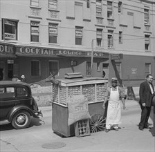 Street Vendor with Peanut Wagon, Lenox Avenue and 133rd Street, New York City, New York, USA, Jack Allison, Office of War Information, July 1938