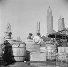 Barrels and Crates of Fish, Fulton Fish Market, New York City, New York, USA, Gordon Parks for Office of War Information, May 1943