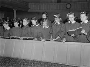 Children's' Choir Singing at Sunday Church Service, Southington, Connecticut, USA, Fenno Jacobs for Office of War Information, May 1942