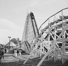 Amusement Park Roller Coaster, Southington, Connecticut, USA, Fenno Jacobs for Office of War Information, May 1942