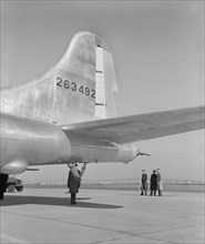 B-29 Super Fortress Bomber, Tail Detail, Washington National Airport, Washington DC, USA, J. Sherrell Lakey for Office of War Information, November 1944