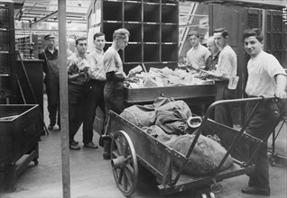 Men Sorting Mail at General Post Office, New York City, New York, USA, Bain News Service, 1914