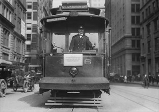 Conductor on Street Car during Fire Prevention Day, New York City, New York, USA, October 1914