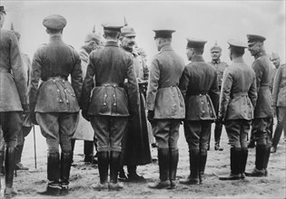 Kaiser Wilhelm II of Germany giving Iron Cross Medal to Aviators during World War I, Germany, 1915