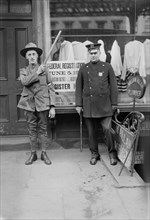 Police Officer and Guard at Draft Registration Office during World War I, New York City, New York, USA, Bain News Service, June 1917