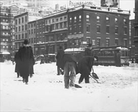 Men Clearing Snow, New York City, New York, USA, Bain News Service, January 1908