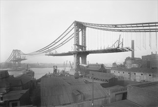 Manhattan Bridge Construction, View from Brooklyn, New York, USA, Bain News Service, March 1909