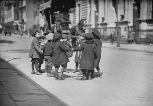 Group of Children Playing in Street, New York City, New York, USA, Bain News Service, April 1909