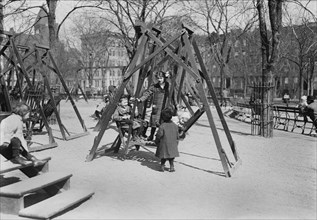 Children in Playground Swings, Hamilton Fish Park, New York City, New York, USA, Bain News Service, 1910