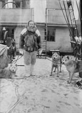 Robert E. Peary, Portrait in Fur Parka with Dogs on Deck of S.S. Roosevelt, Bain News Service, 1906