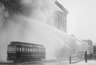 Firemen Fighting Building Fire, 14th Street, New York City, New York, USA, Bain News Service, December 20, 1909