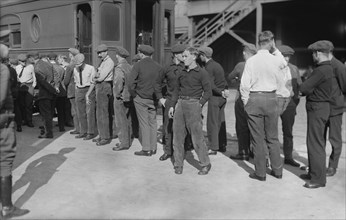 German Immigrants being Prepared for Deportation during World War I, Hoboken, New Jersey, USA, Bain News Service, 1918