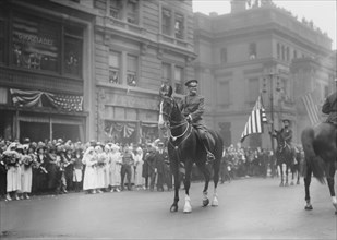 U.S. General John J. Pershing on Horseback Leading World War I Veterans during Parade, New York City, New York, USA, Bain News Service, September 10, 1919