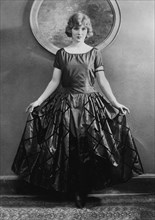 Actress Mary Minter, Fashion Portrait in Long Taffeta Dress with Velvet Ribbon, Bain News Service, 1921