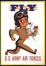 Pilot with Shining Wings Medal, "Fly, U.S. Army Air Forces", World War II Recruitment Poster, by Stan Ekman, USA, 1942