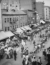 Jewish Markets on Busy Street, Lower East Side, New York City, New York, USA, Detroit Publishing Company, 1900