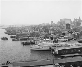 Riverfront Looking South from Brooklyn Bridge, New York City, New York, USA, Detroit Publishing Company, 1900