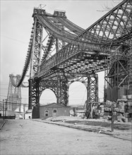 Construction of Williamsburg Bridge viewed From Brooklyn, New York, USA, Detroit Publishing Company, 1901