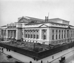 Construction of Public Library, Fifth Avenue, New York City, New York, USA, Detroit Publishing Company, 1907