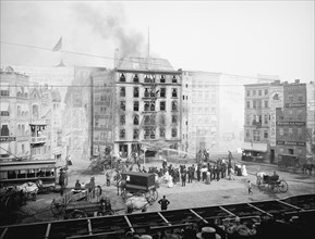 Firemen Battling Building Fire, Coney Island, New York, USA, Detroit Publishing Company, 1903