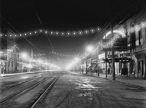 Illuminated Street at Night, Niagara Falls, New York, USA, Detroit Publishing Company, 1910