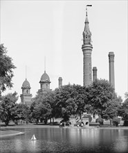 Towers, Water Works Park, Detroit, Michigan, USA, Detroit Publishing Company, 1910