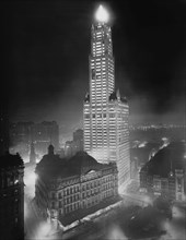 Woolworth Building Illuminated at Night, New York City, New York, USA, Detroit Publishing Company, 1915