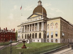 State House, Boston, Massachusetts, USA, Photochrome Print, Detroit Publishing Company, 1900