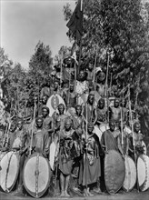 Group of Kavirondo Warriors in Full War Dress, Kenya, 1900