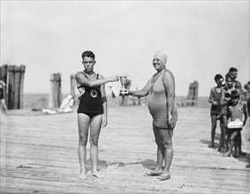Two Swimmers Holding Trophy, Harris & Ewing, 1927