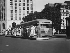 People Boarding Street Car, Washington DC, USA, Harris & Ewing, 1935