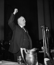 William Green, President of the American Federation of Labor, Portrait during Press Conference, Washington DC, USA, Harris & Ewing, February 1936