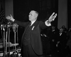William Green, President of the American Federation of Labor, Portrait during Press Conference, Washington DC, USA, Harris & Ewing, February 1936