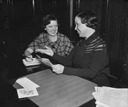 Rose McConnell Long (right), Senator of Louisiana, and Wife of the Late Huey P. Long, Portrait, Washington DC, USA, Harris & Ewing, February 1936