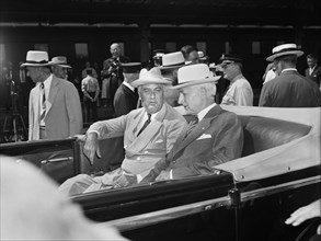 U.S. President Franklin Roosevelt and Secretary of State Cordell Hull in Automobile, Washington DC, USA, Harris & Ewing, August 24, 1939