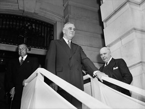 U.S. President Franklin Roosevelt Leaving U.S. Capitol Building after Addressing Joint Session of Congress, Washington DC, USA, Harris & Ewing, September 21, 1939