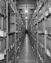 Aisle of Files, Division of War Department, National Archives, Washington DC, USA, Harris & Ewing, 1939