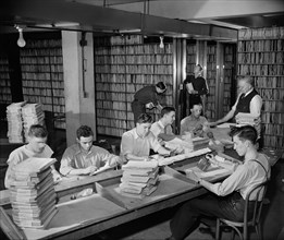 Employees in Patent Office File Room, Washington DC, USA, Harris & Ewing, 1940