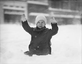 Child Playing in Snow, Washington DC, USA, Harris & Ewing, 1922