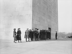 Group of People Waiting in Line at Base of Washington Monument, Washington DC, USA, Harris & Ewing, 1922