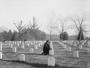 Woman Kneeling at Gravestone, Arlington National Cemetery, Arlington, Virginia, USA, Harris & Ewing, 1922