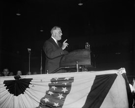 U.S. President Franklin Roosevelt Delivering Campaign Speech, Baltimore, Maryland, USA, Harris & Ewing, April 13, 1936