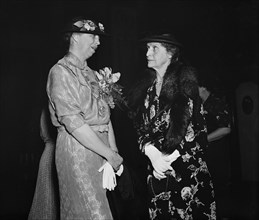 First Lady Eleanor Roosevelt with Mariette Rheiner Garner, Wife of Vice President John Nance Garner, attending Senate Ladies Luncheon, Washington DC, USA, Harris & Ewing, January 11, 1938
