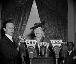 First Lady Eleanor during Radio Broadcast, Washington DC, USA, Harris & Ewing, 1939
