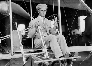 Harry Atwood, Pioneering Aviator, Portrait Sitting in Airplane, Washington DC, USA, Harris & Ewing, 1911